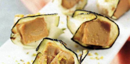 Cestitas de Navidad (cestitas de berenjena y foie)