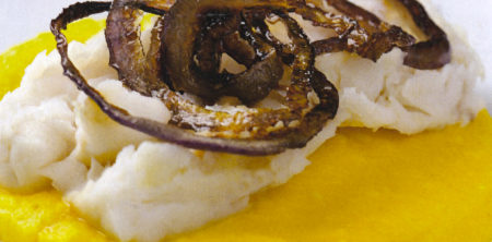 Baccalà con crema di carciofi (Bacalao con crema de alcachofas)