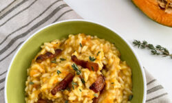 Risotto de calabaza, parmigiano y guanciale 