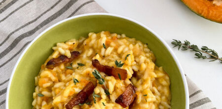 Risotto de calabaza, parmigiano y guanciale 