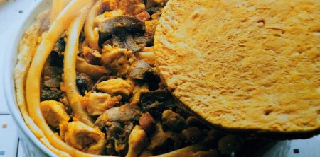 TIMBALLO DI BUCATINI CON RATATOULLE INVERNALE (TIMBAL DE BUCATINI CON RATATOULLE INVERNAL)