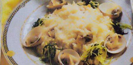 RISOTTO CON ROMBO E VONGOLE VERACI (RISOTO CON RODABALLO Y ALMEJAS)